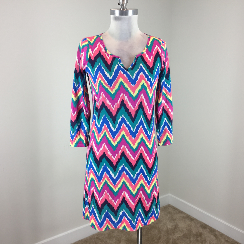 Lilly Pulitzer Xs Multi Color Chevron Stripe Dress - image 1